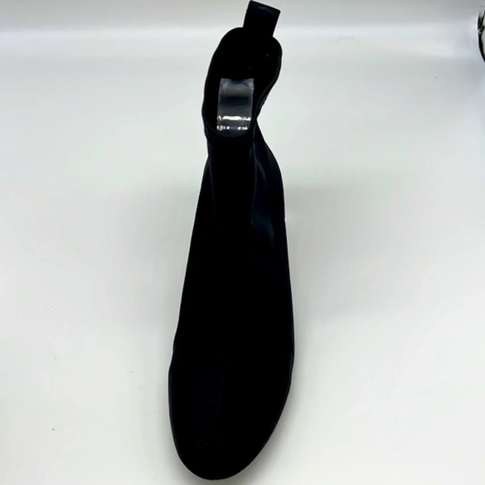 Zara - Black Polyester Sock Ankle Boots With Clear Laminated Heels Size 36